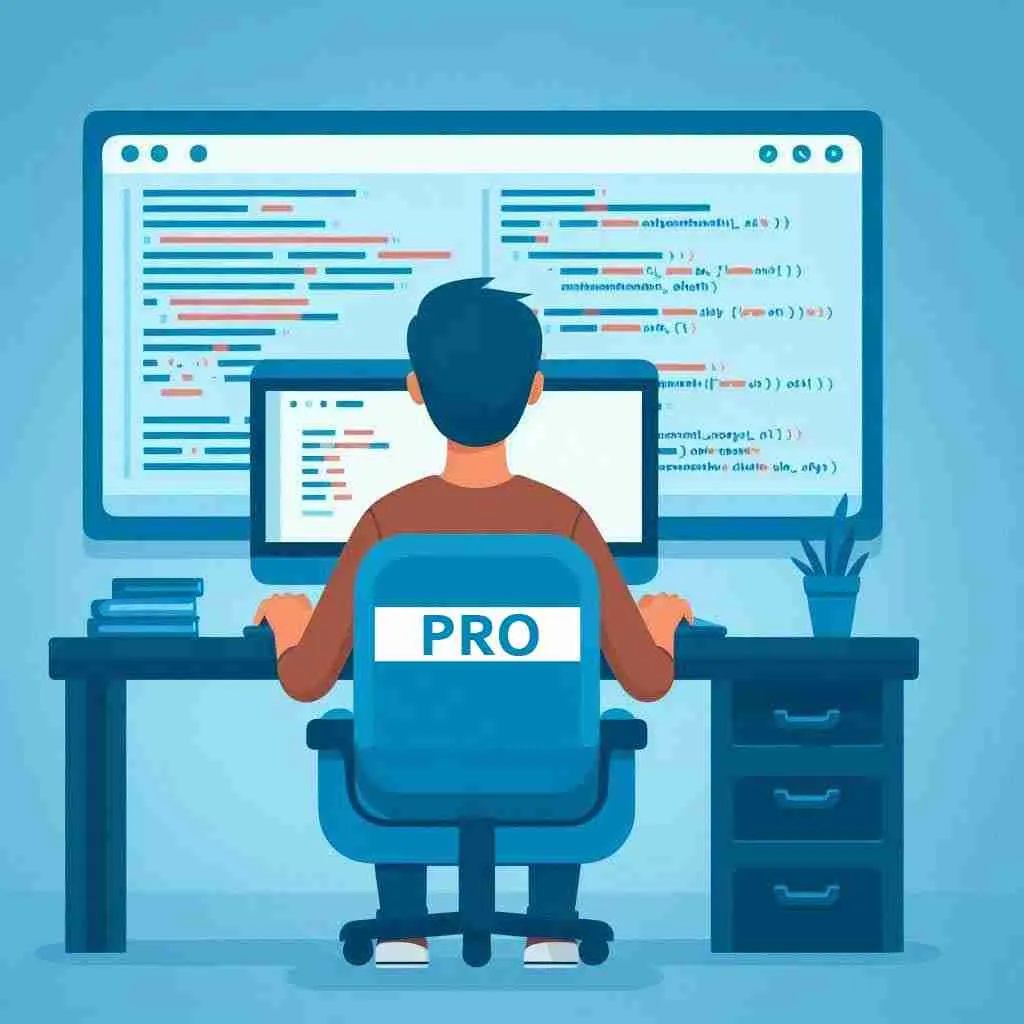 person sitting at computer coding